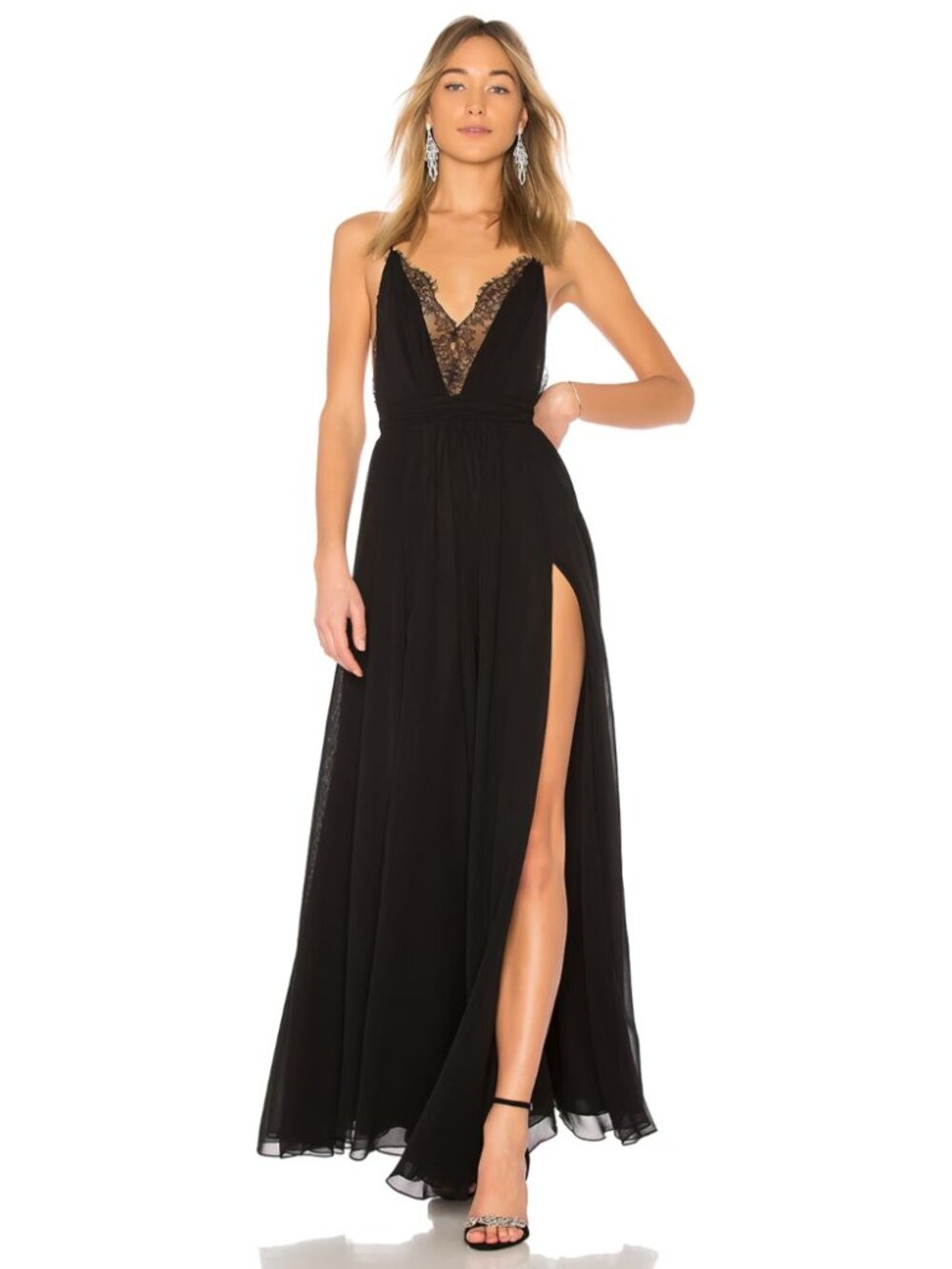 Michael Costello x Revolve Justin Long Dress Black Backless Evening Party Sz XS